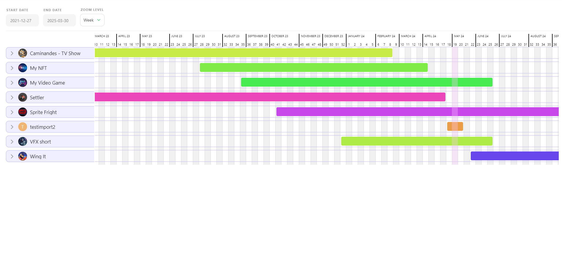 Main Menu Schedule